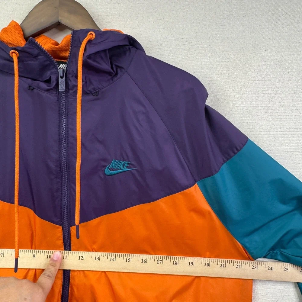 Nike Windbreaker Jacket Medium Orange Purple Teal Colorblock Retro Streetwear